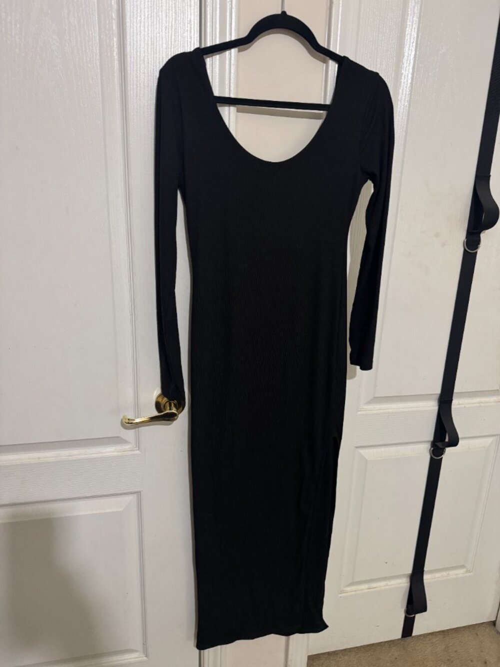 Rue21 Black Ribbed Bodycon Maxi Dress Size M